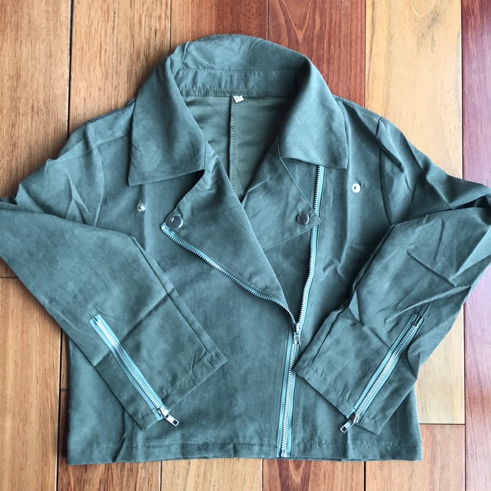 Women’s Rivet Zip Up Bomber Jacket  Casual M/ New
